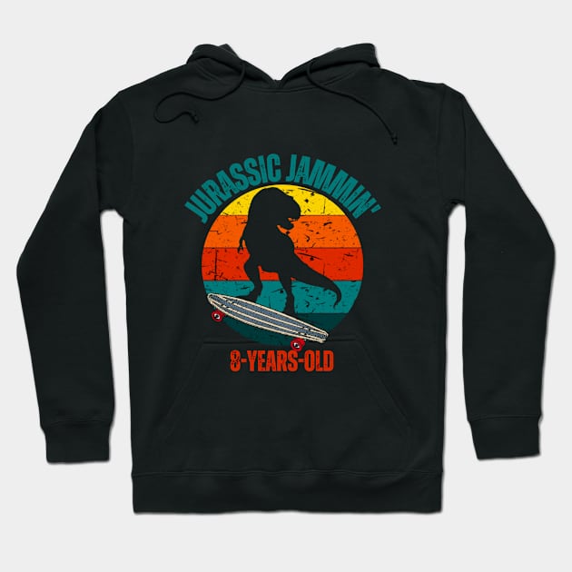 Jurassic Jammin' 8-Years-Old Boys Birthday Party Dinosaur Theme Hoodie by Sams Design Room